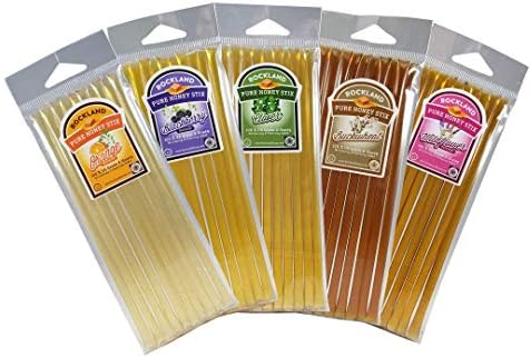 50 Pure Honey Sticks Bundle - 10 Straws of Each Varieties all 100% Natural, Blackberry, Buckwheat, Clover, Orange Blossom, Wildflower - Kosher