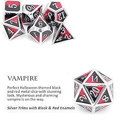 Haxtec DND Metal Dice Set D&D Red and Black Metal
