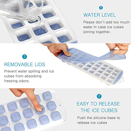 Meowtutu Eiswürfelform, 3 Stück Silikon Eiswuerfel Form Eiswuerfelbehaelter Mit Deckel, 5 cm Große Eiskugeln Runde Eiskugelformer, BPA Frei und stapelbar Langlebig