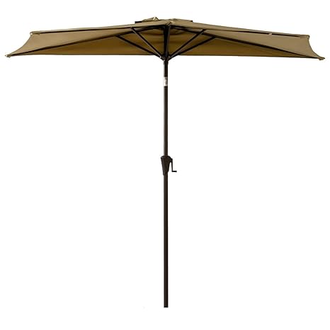 Flame Shade 9 Ft Half Outdoor Patio Umbrella With Tilt Beige Amazon In Garden Outdoors