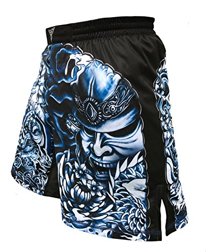 TRI-TITANS The Ronin - Masterless Samurai- MMA BJJ Martial Arts Wrestling Fight Shorts - Black (2XL: Waist 36"-38")