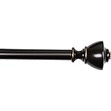 Amazon Basics 1-Inch Wall Curtain Rod with Urn Finials, 36 to 72 Inch, Dark Bronze (Espresso)