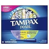 Tampax Pearl Plastic Tampons, Multipack, Light/Regular/Super Absorbency, Unscented, 50 Count