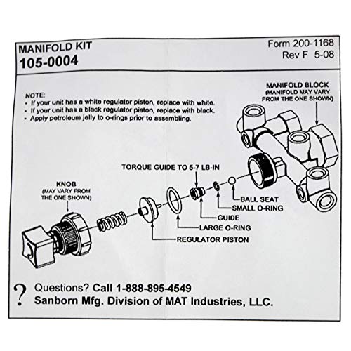 Sanborn Coleman Powermate Air Compressor 1050004 Regulator Manifold Repair Kit