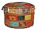 Marubhumi Indian Pouf Stool Vintage Patchwork Embellished with Patchwork Living Room Ottoman Cover, 23 X 13 Inches, Only Cover, Filler not Included