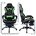 Gaming Chair Black Green for Adults with Footrest,High Back Swivel Computer Office Chair with Pillows and Lumber Support
