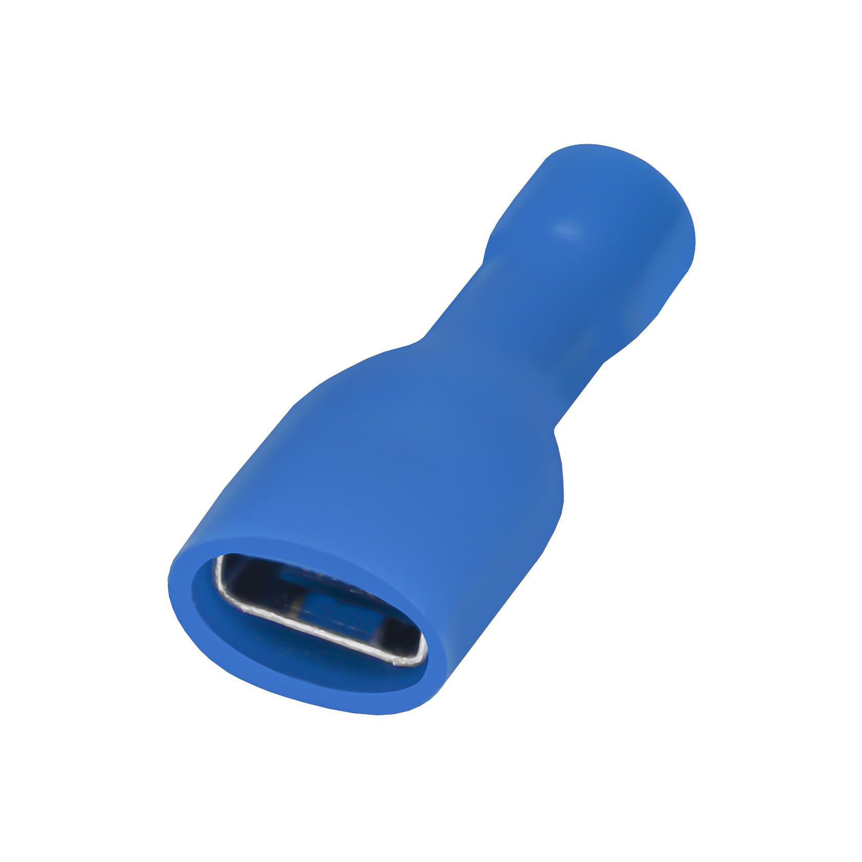 Heschen Female Quick Disconnects Vinyl Fully Insulated, FDFD2-250, 6.3 x 0.8 mm Cable Terminal, for 1.5-2.5mm² (16-14 AWG), Blue, 100Pack
