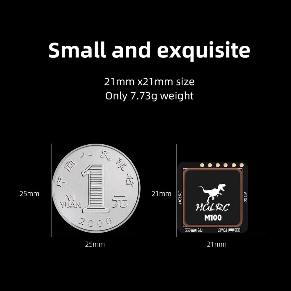 HGLRC M100-5883 GPS Compass Module, Upgraded 10th Generation Chip Compatible with FPV Fixed-Wing UAV