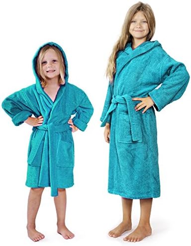 Indulge Terry Hooded Kids Bathrobe For Girls and Boys, 100% Cotton, Made In Turkey