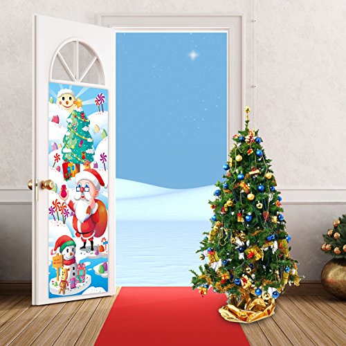 image for Unomor 2 Pack Christmas Door Covers Decoration Santa Claus Door Covers