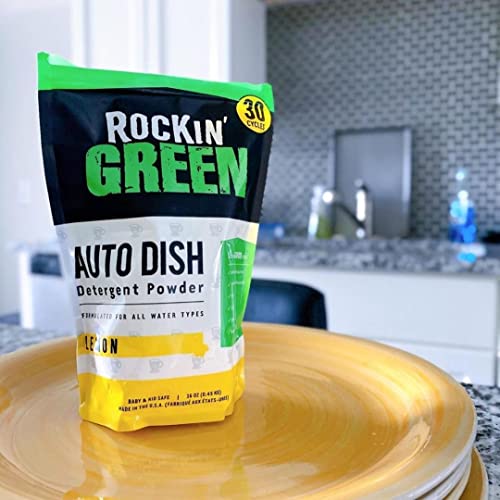 Rockin' Green 16oz (30 Loads) Auto Dish Detergent Powder All Natural Dishwasher Soap Vegan