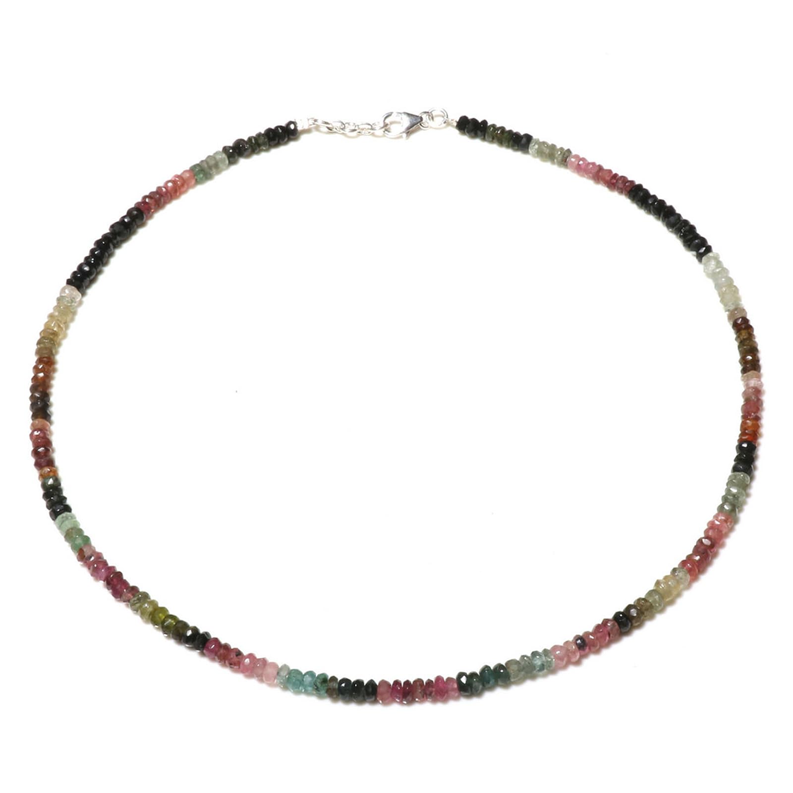 Natural Multi Colour Tourmaline Gemstone 18" (Inch) Strand Necklace For Women Fashion Jewellery 925 Sterling Silver Modern Designer 5 Mm Beads Necklace Handmade By Artisans