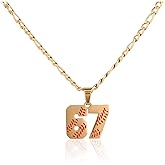 Mikovivi Number 67 Necklace for Men, Gold Plated Stainless Steel Jersey Number Pendant Chain Basketball Sports Costume Jewelry for Athletes Baseball Team Fans Gifts
