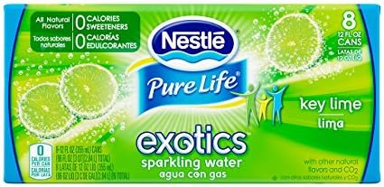 NESTLE PURE LIFE EXOTICS Sparkling Water, Key Lime, 12-ounce cans (Pack of 8)