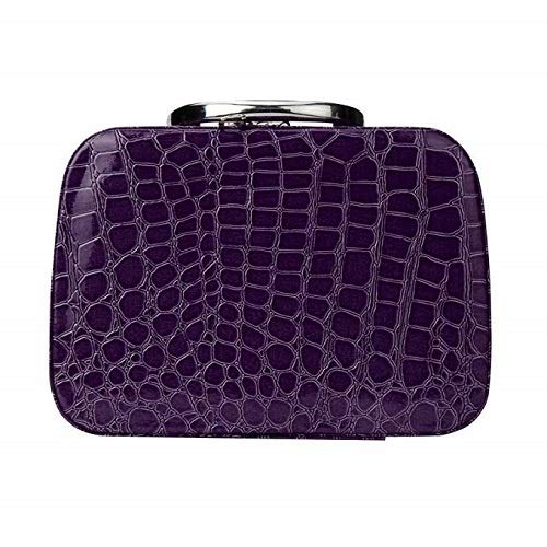 JOMA E-Shop Women Stone Pattern Cosmetic Case Cosmetic Bag Crocodile Effect Vanity Make Up Organiser Bag Box - Makeup/Cosmetic/Nail Polish Storage Case(Purple)