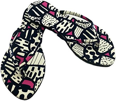 Chose Chic Abstract Flip Flops (39 / 9-9.5 US, Black / White / Pink)