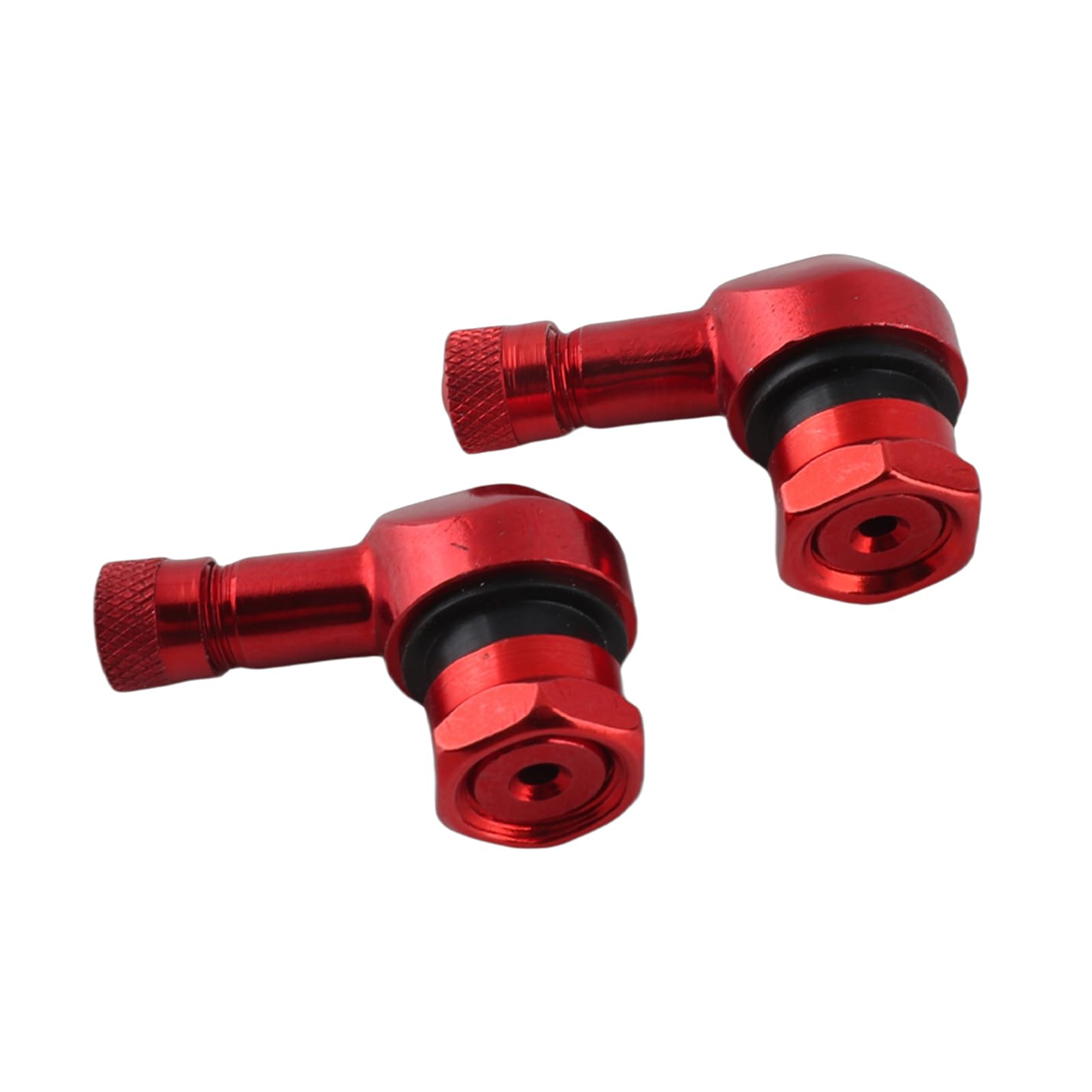 Angled Tire Valve Caps, Universal Fit, Tire Valve Stem Adapter, 90 Degree Design, 2pcs Set, Red, Valve Tool for Car, Motorcycle, Bike, Scooter, Road Racing