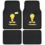 A Set of 4 Universal Fit Plush Carpet Floor Mats for Car SUV Truck - Warner Brothers Looney Tunes Tweety Bird