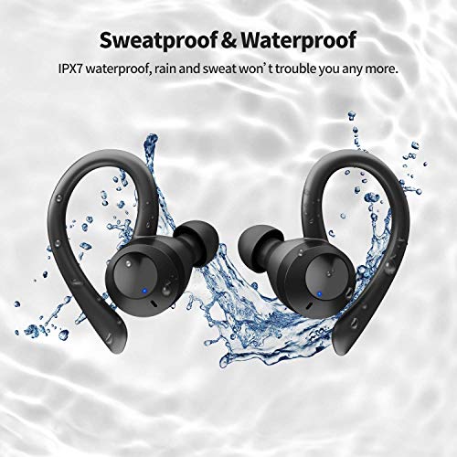 Axloie Wireless Earbuds Sport, [Upgraded] Bluetooth 5.0 Headphones True Wireless Premium Deep Bass IPX7 Waterproof 25H Playtime in-Ear TWS Stereo Earphones with Charging Case for Running Gym Workout