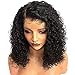 MODAO Bob Wave Short Kinky Curly Lace Front Human Hair Wigs,Brazilian Virgin Curly Wig Rose Hair net Full Wig Bob Wave Black Natural Looking Women Wigs