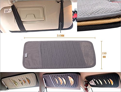 HitCar Car CD DVD Holder 12 Disc Storage Case Organizer Sun Visor Sunshade Sleeve Wallet Clips (Grey Color)