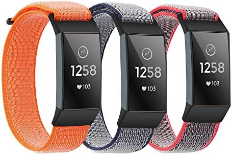 Fitbit Charge Bands, SailFar 3PCS Woven Nylon Band Bracelet Adjustable Replacement Nylon Accessories with Velco Sport Loop Small&Large Band for Fitbit, Men/Women (3PCS Charge 3 Nylon Bands)