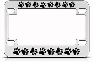 Speedy Pros Dog Cat Prints Paw Paws Metal Bike Motorcycle License Plate Frame Holder