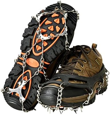Lougnee Non-slip Stainless Stee Spikes Crampons Ice Snow Shoes Chain Cleats for Climbing Walking and Hiking