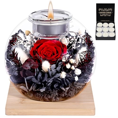 Frfg Konservierte Rosen Eternal Flower Für Muttertag/Geburtstag/Hochzeitstag Mit Natürl. Duft &Amp; Holzständer | Geschenk Für Mama, Frau, Oma