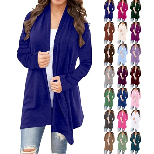 Angxiwan Oversized Cardigan Cardigans for Women UK Lightweight Cable Knit Cardigan Casual Open Front Jumpers Long Sleeve Waterfalll Jackets Womens Long Ladies Size 20/22