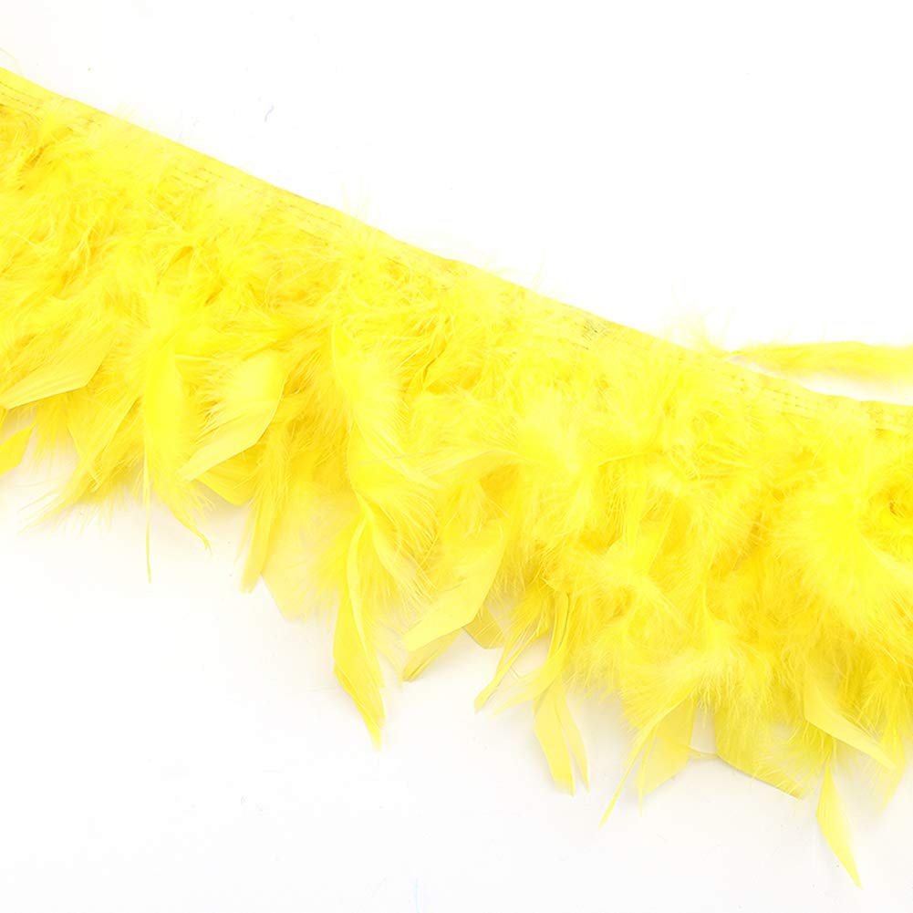 Sowder Turkey Feathers Trim Fringe for Party Wedding Dress Sewing Crafts Costumes Decoration Pack of 2 Yards(Yellow)