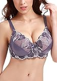 Yulee Women's Full Coverage Underwire Embroidery Lace Non Padded Push Up Bra