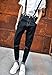 HOLA AMCS Men's Y Back Suspenders with Strong Clips&Leather Joint& Button End Strap& Heavy Duty (Black)