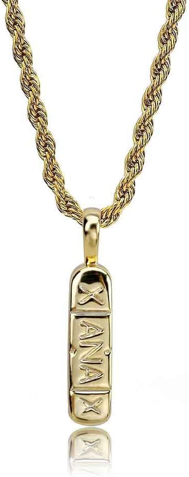 JAJAFOOK 14K Gold and Silver Plated Xanax Pill Bar Pendant Necklace for Men with 24¡±Rope Chain