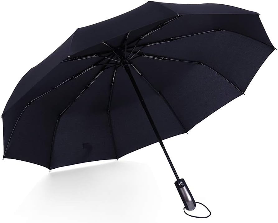 Automatic Travel Umbrella with Teflon Coating, Black (Black)