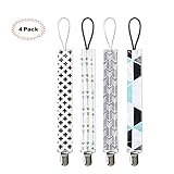Kyapoo Pacifier Clips 4 Pack Unisex Baby Pacifier Teething Holder