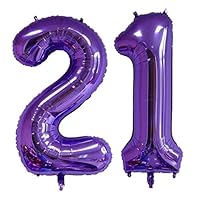 Purple 21 Number Balloon, 40 Inch