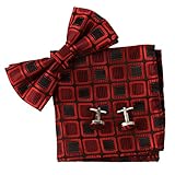 EBC1C03 Valentines Gift Checkered Silk Pre-tied Bow Tie Cufflink Hanky By Epoint