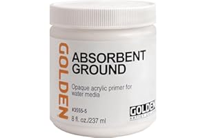 GOLDEN ARTIST COLORS Absorbent Ground by Golden, 8 fl. oz. Jar, Professional Acrylic Ground, Semi-Opaque