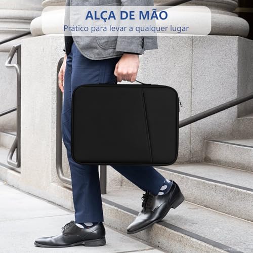 Bolsa Case para Tablet e Laptop de 9 a 11 polegadas,com Alça e Compartimento Frontal, bolsa protetora com bolso e Forro Macio (Preto)