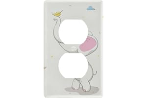 YYZZH Cute Elephant Baby Play Autumn Leaves Rain Cloud Cartoon Animal Duplex Outlets Cover Switch Plate 2.9" X 4.6" Light Outlet Wall Plate Decoration Wallplate Cover
