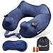 1Easylife Travel Pillow, Inflatable Neck Support Pillow Travel Cushion 10s World Fastest Flight Pillow with 2 Airbags, Blue