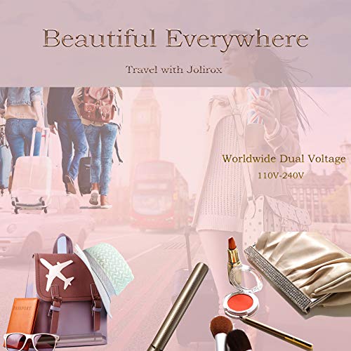 Jolirox Ceramic Hair Iron Straightener Curler, Round Titanium Flat Iron, Tourmaline Straightening and Curls 1 inch, 2 in 1 Professional Salon Styler, Dual Voltage for Travel (Champaigne Gold)