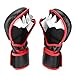 Sanabul Essential 7oz MMA Gloves for Men & Women, Hybrid MMA Martial Arts, Sparring Grappling Training, Padded Kick Boxing Gloves, Black/Red Large/X-Large