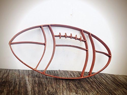 Rustic Cognac Leather Brown Metal Football Wall Art Hanging - Boy's Sports Fan Themed Bedroom Nursery – Man Cave Decor