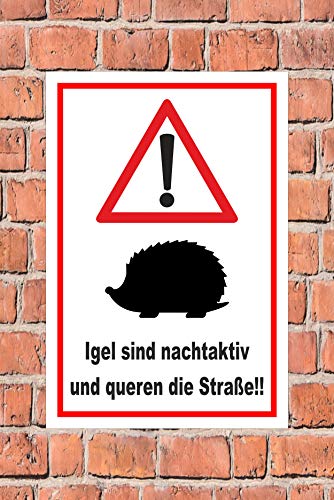 Melis-Folienwerkstatt Schild Igel queren die StraÃe - 30x20cm - Bohrlöcher - 3mm Aluverbund â 20 VAR S00359-119-B – Bild 3