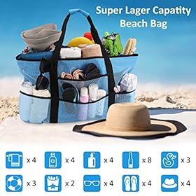 Beach Bag, Extra Large Beach Bags for Women Waterproof Sandproof, Mesh Beach Tote Bags Pool Bag Beach Essentials