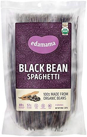 Edamama, Pasta made from beans | 100% organic, Non-GMO, High Protein & Fiber, Vegan, Gluten Free Noodles (Black Bean, 1 Pack)