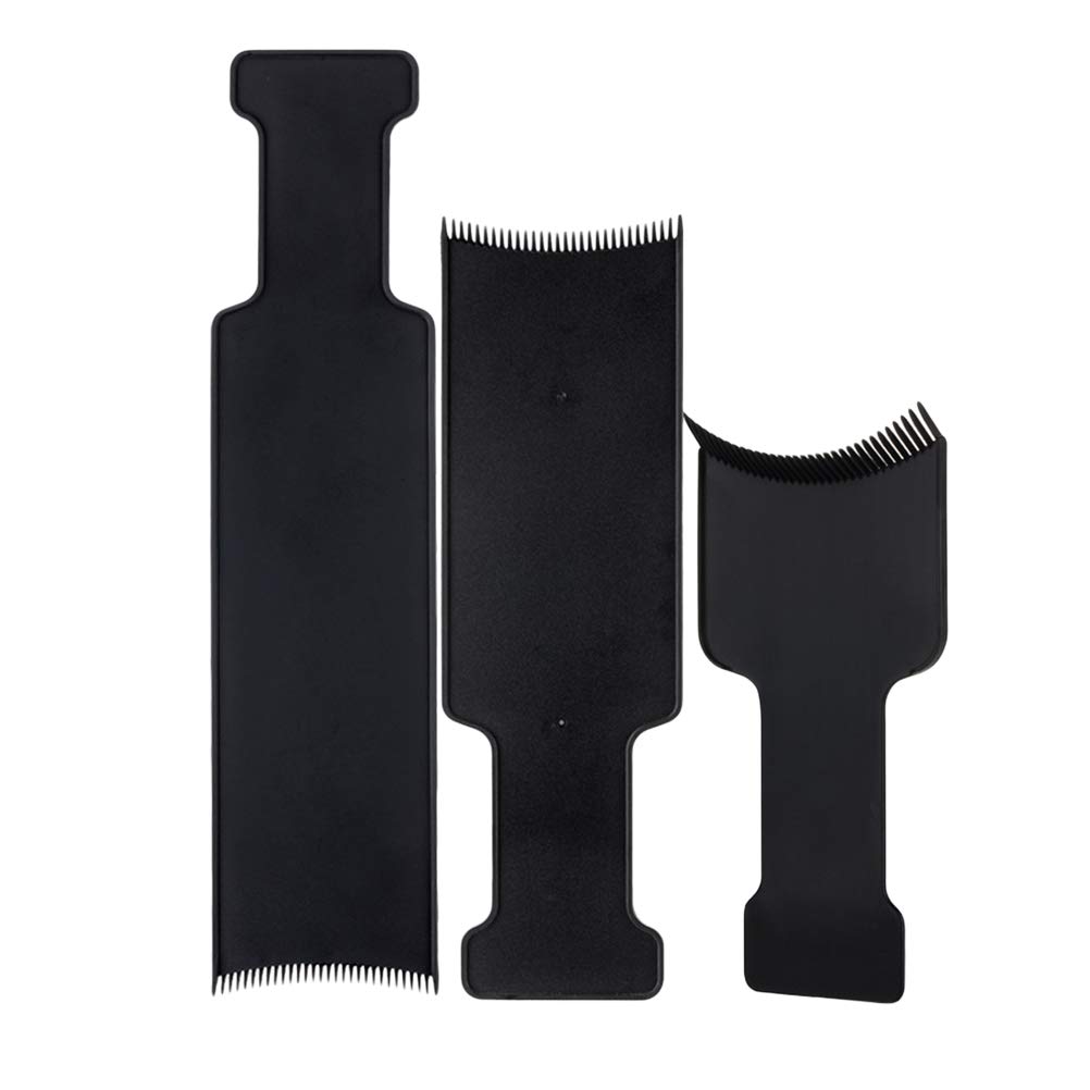 Lurrose 3pcs Barber Flat Top Paddle Board Comb Hair Highlighting Sectioning Comb Set (Black)