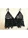 LANFEI Women's Floral Lace Tank Camisole Vest Bikini Bra Crop Top Black FBA US 4 Tag S